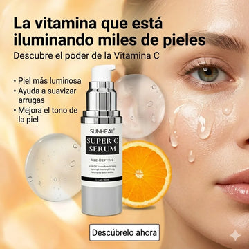 SUNHEAL Sérum Facial Vitamina C 30ml – Ilumina, Mejora la Textura y Unifica el Tono de la Piel